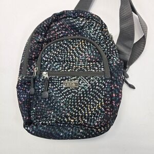 E.T.A. Multi-Color Triangle Print Sling Bag Crossbody Backpack Black Travel